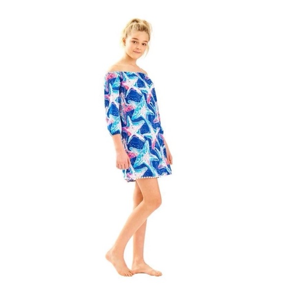 Lilly Pulitzer Girls MINI ENNA Dress Indigo Star Struck STARFISH Large 8 10 NWOT - Picture 13 of 13